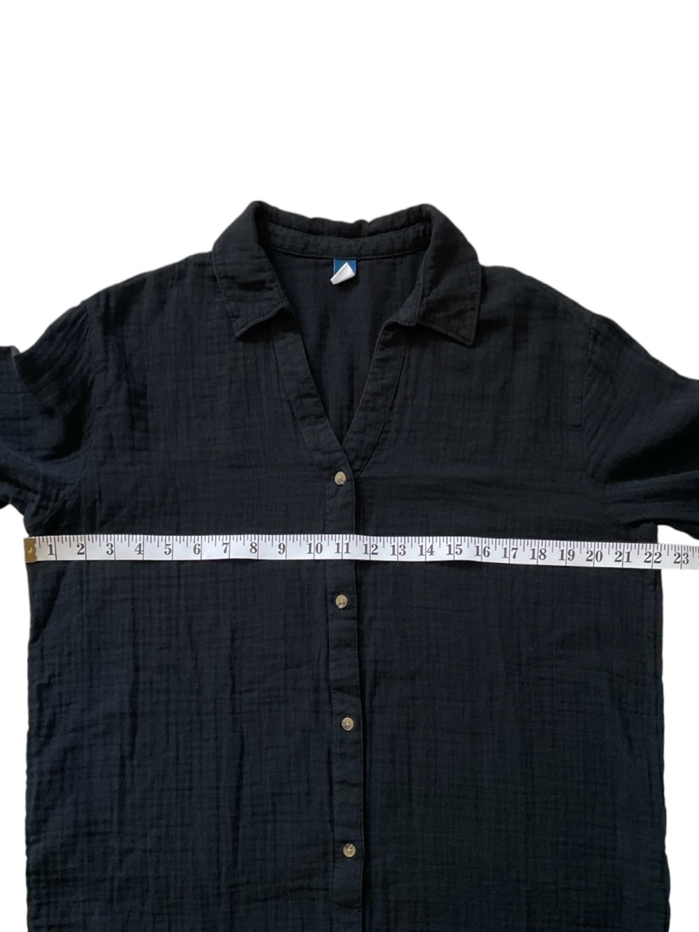 Old Navy Crinkle Gauze Button Front Boyfriend Shirt Black Lightweight Med - Picture 6 of 7